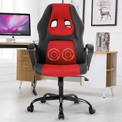Gaming Chair PC Computer Chair Office Chair For Adult Teen Kids, Ergonomic PU Leather Gamer Chair With Lumbar Support High Back Adjustable Rolling Swivel Desk Chair, Black -Amazon Basics Furniture Shop 51jTZb2sxFL. AC