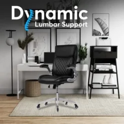 Oline Ergonomic Executive Office Chair - Rolling Home Desk PU Leather Chair With Adjustable Armrests, 3D Lumbar Support And Blade Wheels - Computer Gaming Swivel Chairs (Black) -Amazon Basics Furniture Shop 51jkvUNRF0L