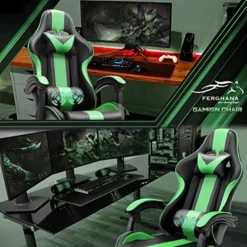 Ferghana Green Gaming Chair With Footrest, Ergonomic Gamer Chair,Office Computer Gaming Chairs,E-Sports Racing Game Chair With Lumbar Pillow And Headrest 12 Ferghana Green Gaming Chair With Footrest, Ergonomic Gamer Chair,Office Computer Gaming Chairs,E-Sports Racing Game Chair With Lumbar Pillow And Headrest -Amazon Basics Furniture Shop 51kVj1K1ioL