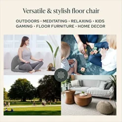 Mindful & Modern Meditation Chair | Adjustable Floor Chair With Back Support | Padded Floor Seat For Posture Support And Comfort | Portable Folds Flat For Storage | Indoor/Outdoor Use | Slate Grey 11 Mindful & Modern Meditation Chair | Adjustable Floor Chair With Back Support | Padded Floor Seat For Posture Support And Comfort | Portable Folds Flat For Storage | Indoor/Outdoor Use | Slate Grey -Amazon Basics Furniture Shop 51kf0fcUsuL
