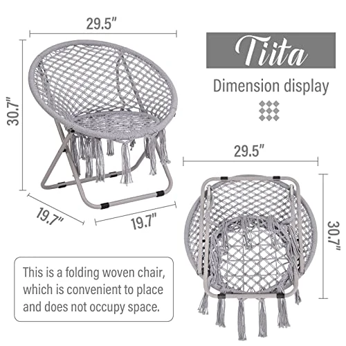 Tiita Saucer Chair, Round Cozy Chairs With Folding Metal Frame, Handmade Knitted Mesh, Comfy Moon Chair For Bedroom, Living Room Dorm Rooms, Garden And Courtyard 2 Tiita Saucer Chair, Round Cozy Chairs With Folding Metal Frame, Handmade Knitted Mesh, Comfy Moon Chair For Bedroom, Living Room Dorm Rooms, Garden And Courtyard - Image 2