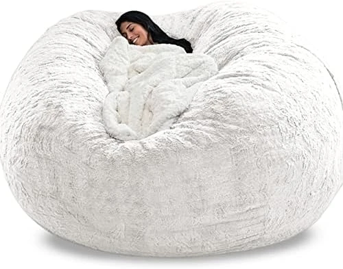Kgitpve Bean Bag Chair Cover (No Filler,Cover Only) PV Velvet Bean Bag Chairs, Big Round Comfy Bean Bag Bed Lazy Sofa Bed Cover (4ft, White) 13 Kgitpve Bean Bag Chair Cover (No Filler,Cover Only) PV Velvet Bean Bag Chairs, Big Round Comfy Bean Bag Bed Lazy Sofa Bed Cover (4ft, White) - Image 13