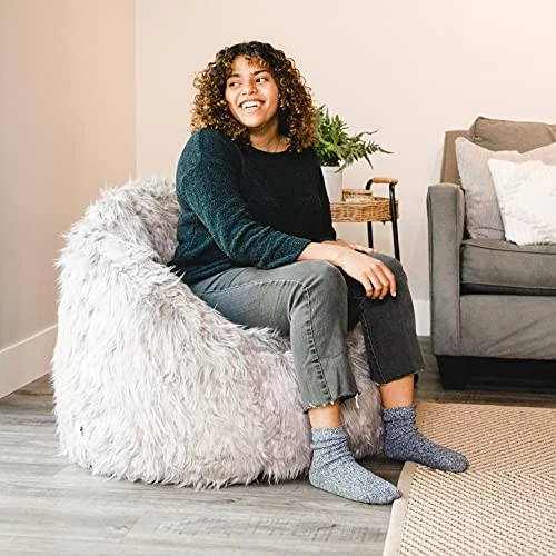 Big Joe Milano Bean Bag Chair, Gray Shag Fur, 2.5ft 4 Big Joe Milano Bean Bag Chair, Gray Shag Fur, 2.5ft - Image 4