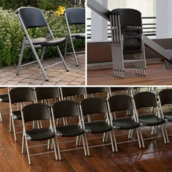 LIFETIME Commercial Grade Folding Chairs, 4 Pack,Plastic, Black/Silver -Amazon Basics Furniture Shop 51lgs6Y4xsS
