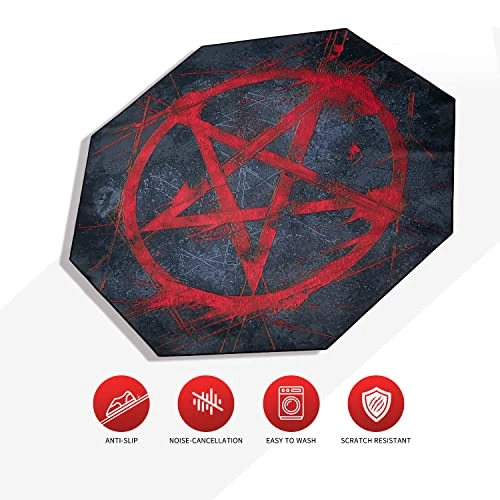 IBETTO 51x51 Inches Large Gaming Chair Octagon Carpet Natural Rubber Silent Computer Game Chair Rug Anti Slip Gamer Chair Mat For All Kinds Of Office Hard Wood Floor (Pentagram Star) 2 IBETTO 51x51 Inches Large Gaming Chair Octagon Carpet Natural Rubber Silent Computer Game Chair Rug Anti Slip Gamer Chair Mat For All Kinds Of Office Hard Wood Floor (Pentagram Star) - Image 2