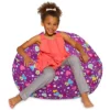 Posh Beanbags Bean Bag Chair, Large-38in, Canvas Multi-Colored Hearts On Purple
