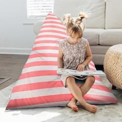 Butterfly Craze Bean Bag Chair Cover, Functional Toddler Toy Organizer, Fill With Stuffed Animals To Create A Jumbo, Comfy Floor Lounger For Boys Or Girls, Stuffing Not Included, Grey Stripe -Amazon Basics Furniture Shop 51mNZvivmVL. AC