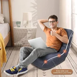 Crestlive Products Easy Lounge, Adjustable Padded Floor Chair With Back Support, Comfortable Folding Chair With Backrest For Home And Office, Floor Pillow For Meditation Or As Gaming Chair (Blue) -Amazon Basics Furniture Shop 51mUdw5uz6L