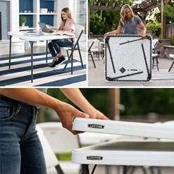 Lifetime 80783 37-Inch Commercial Grade Square Folding Card Table, White Granite -Amazon Basics Furniture Shop 51o19Fukw9S