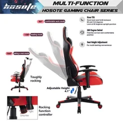 Hosote Ergonomic Gaming Chair For Adults, High Back Racing Computer Gaming Chair, E-Sports Gamer Chair, Big And Tall Video Gaming Chair, PU Leather Desk Chair Task Chair Office Chair(Red,Black) -Amazon Basics Furniture Shop 51o7JiKJqvL