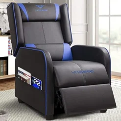 Vitesse Gaming Recliner Chair Racing Style Single Ergonomic Lounge Sofa Modern PU Leather Reclining Home Theater Seat For Living Gaming Room (Blue) -Amazon Basics Furniture Shop 51oRReT6iBL. AC