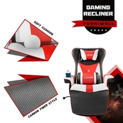 Furniwell Gaming Recliner Chair Racing Style Gaming Ergonomic High Back Computer Chair Swivel Game Reclining Chair Adjustable Backrest And Footrest W/Cup Holder (Red/White) 9 Furniwell Gaming Recliner Chair Racing Style Gaming Ergonomic High Back Computer Chair Swivel Game Reclining Chair Adjustable Backrest And Footrest W/Cup Holder (Red/White) -Amazon Basics Furniture Shop 51obCUpmq2L