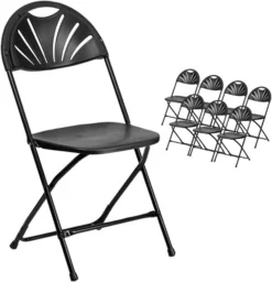 TentandTable Fan Back Heavy Duty Stackable Folding Chairs | White | 300-Pound Capacity | For Events, Banquets, Parties, And Weddings | 8 Pack -Amazon Basics Furniture Shop 51pQoX269uL. AC