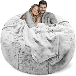 LapEasy Giant Bean Bag Chair Cover(Cover Only,No Filler),Oversized Round Soft Fluffy PV Velvet Washable Lazy Sofa Bean Bag Bed Cover For Adults, Living Room Bedroom Furniture Outside Cover(Black) -Amazon Basics Furniture Shop 51psFyd8kVL. AC