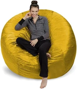 Sofa Sack - Plush Ultra Soft Bean Bags Chairs For Kids, Teens, Adults - Memory Foam Beanless Bag Chair With Microsuede Cover - Foam Filled Furniture For Dorm Room - Black 6' -Amazon Basics Furniture Shop 51q8RsSrKKL. AC