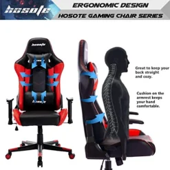 Hosote Ergonomic Gaming Chair For Adults, High Back Racing Computer Gaming Chair, E-Sports Gamer Chair, Big And Tall Video Gaming Chair, PU Leather Desk Chair Task Chair Office Chair(Red,Black) -Amazon Basics Furniture Shop 51qFdwlbW7L