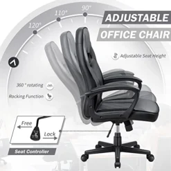 GUNJI Office Chair PU Leather High Back Computer Chair Modern Adjustable Executive Chair Ergonomic Desk Chair Racing Style Game Chair With Padded Armrests And Lumbar Support (Black) -Amazon Basics Furniture Shop 51qRAW3nxhL