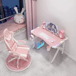 GUIZHOU E-sports Game Table, Girl Pink Home Ergonomic Modern Minimalist Style Notebook Computer Study Table, Home Table, Large Monitor Stand Table (60 * 80CM) -Amazon Basics Furniture Shop 51qaIHD3f3L