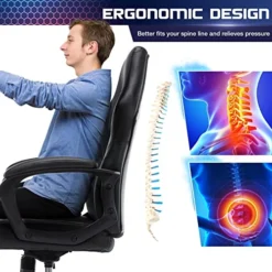 Ergonomic Computer Gaming Chair – PU Leather Desk Chair With Lumbar Support, Swivel Office Chair Executive Chair With Padded Armrest And Seat Cushion For Gaming, Study And Working 12 Ergonomic Computer Gaming Chair – PU Leather Desk Chair With Lumbar Support, Swivel Office Chair Executive Chair With Padded Armrest And Seat Cushion For Gaming, Study And Working -Amazon Basics Furniture Shop 51qnZvci6jL