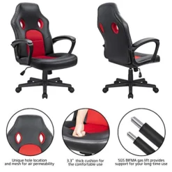 KaiMeng Office High Back Leather Computer Ergonomic Height Adjustable Racing Game Desk Executive Conference Task Chair, 19.5" X 20.1" X 44.2", Red 14 KaiMeng Office High Back Leather Computer Ergonomic Height Adjustable Racing Game Desk Executive Conference Task Chair, 19.5" X 20.1" X 44.2", Red -Amazon Basics Furniture Shop 51rMMqT7OlL