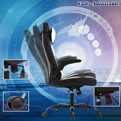 BestOffice PC Gaming Chair Ergonomic Office Chair Desk Chair With Lumbar Support Flip Up Arms Headrest PU Leather Executive High Back Computer Chair For Adults Women Men (White) -Amazon Basics Furniture Shop 51rovCybCCL