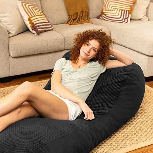 Jaxx Arlo Lounger Bean Bag Chair - Two-Tone - Quilted Microvelvet, Black 1 Jaxx Arlo Lounger Bean Bag Chair - Two-Tone - Quilted Microvelvet, Black