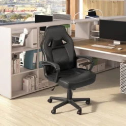 VICTONE Gaming Chair PU Leather Executive PC Computer Chair Height Adjustable Swivel Office Chair With Lumbar Support(Black) -Amazon Basics Furniture Shop 51s9LJAikjL