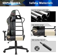 Gaming Chair PC Office Chair Computer Racing Chair PU Desk Task Chair Ergonomic 360°-Swivel Rolling Chair Adjustable E-Sports Chair With Lumbar Support And Headrest For Office Or Gaming (Camouflage) -Amazon Basics Furniture Shop 51sKJQCdztL