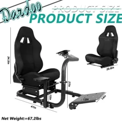 Dardoo Racing Sim Stand Gaming Simulator Cockpit With Black Seat Fits For Thrustmaster T300RS TX Fanatec Logitech G25 G27 G29 G920 G923 Racing Wheel Stand For PC PS4 Xbox Without Wheel,Shifter&Pedals -Amazon Basics Furniture Shop 51sOzbKZb1L
