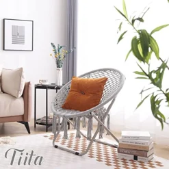 Tiita Saucer Chair, Round Cozy Chairs With Folding Metal Frame, Handmade Knitted Mesh, Comfy Moon Chair For Bedroom, Living Room Dorm Rooms, Garden And Courtyard 12 Tiita Saucer Chair, Round Cozy Chairs With Folding Metal Frame, Handmade Knitted Mesh, Comfy Moon Chair For Bedroom, Living Room Dorm Rooms, Garden And Courtyard -Amazon Basics Furniture Shop 51tH1y7IJ6L