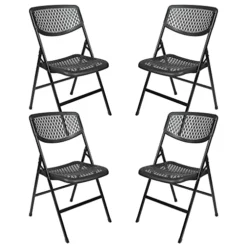 COSCO Ultra Comfort Commercial XL Plastic Folding Chair, 300 Lb. Weight Rating, Triple Braced, Black, 4-Pack