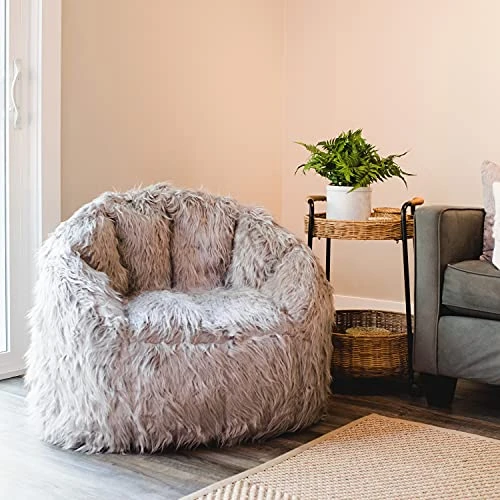 Big Joe Milano Bean Bag Chair, Gray Shag Fur, 2.5ft 6 Big Joe Milano Bean Bag Chair, Gray Shag Fur, 2.5ft - Image 6