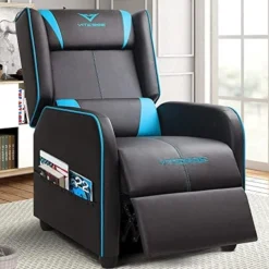 Vitesse Gaming Recliner Chair Racing Style Single Ergonomic Lounge Sofa Modern PU Leather Reclining Home Theater Seat For Living Gaming Room (Blue) -Amazon Basics Furniture Shop 51tcWbApSnL. AC