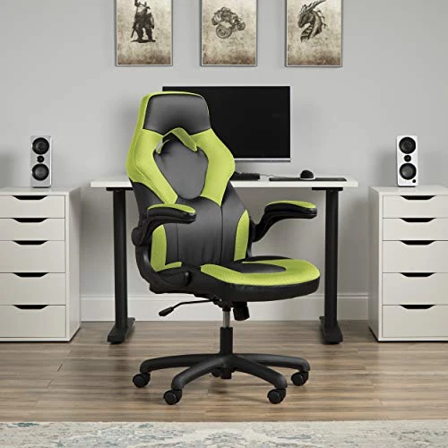 OFM Gaming Chair Ergonomic Racing Style PC Computer Desk Office Chair - 360 Swivel, Integrated Lumbar Support & Headrest, Adjustable Height, Recline Tilt Control, Flip-Up Arms, 275lb Max (2020 Green) 4 OFM Gaming Chair Ergonomic Racing Style PC Computer Desk Office Chair - 360 Swivel, Integrated Lumbar Support & Headrest, Adjustable Height, Recline Tilt Control, Flip-Up Arms, 275lb Max (2020 Green) - Image 4