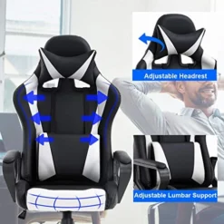 Gaming Chair Massage Office Chair Racing Chair With Lumbar Support Arms Headrest High Back PU Leather Ergonomic Desk Chair Rolling Swivel Adjustable PC Computer Chair For Women Adults Girls(White) -Amazon Basics Furniture Shop 51uSpgKS7EL
