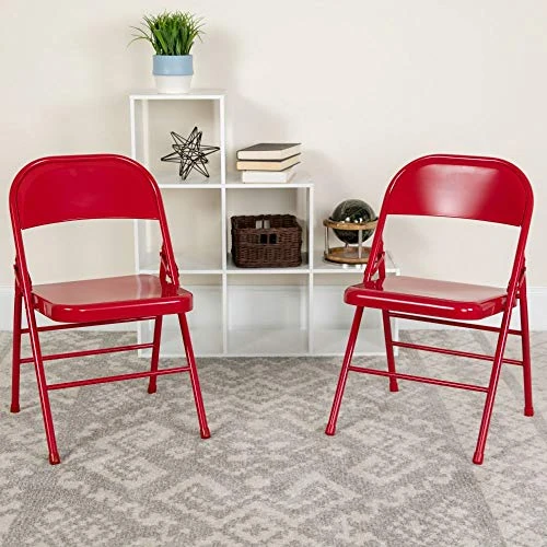 Flash Furniture 2 Pack HERCULES Series Triple Braced & Double Hinged Red Metal Folding Chair 2 Flash Furniture 2 Pack HERCULES Series Triple Braced & Double Hinged Red Metal Folding Chair - Image 2