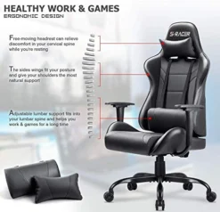 Homall Gaming Chair Computer Office High Back Leather Gamer Desk Chair Ergonomic Adjustable Swivel Racing Chair With Headrest And Lumbar Support (Black) -Amazon Basics Furniture Shop 51v6nr1ppjL