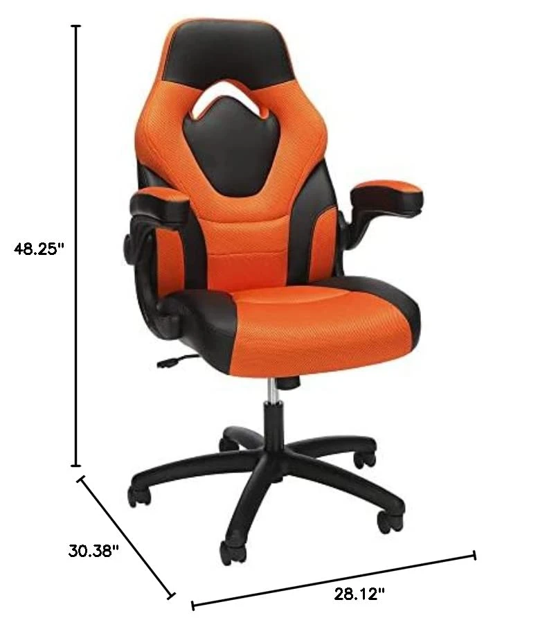 OFM Gaming Chair Ergonomic Racing Style PC Computer Desk Office Chair - 360 Swivel, Integrated Lumbar Support & Headrest, Adjustable Height, Recline Tilt Control, Flip-Up Arms, 275lb Max, 2022 Orange 3 OFM Gaming Chair Ergonomic Racing Style PC Computer Desk Office Chair - 360 Swivel, Integrated Lumbar Support & Headrest, Adjustable Height, Recline Tilt Control, Flip-Up Arms, 275lb Max, 2022 Orange - Image 3