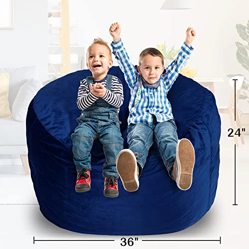 Homguava Bean Bag Chair: 3' Bean Bags With Memory Foam Filled, Large Beanbag Chairs Soft Sofa With Dutch Velet Cover-36×36"×24"(Blue) 3 Homguava Bean Bag Chair: 3' Bean Bags With Memory Foam Filled, Large Beanbag Chairs Soft Sofa With Dutch Velet Cover-36×36"×24"(Blue) - Image 3