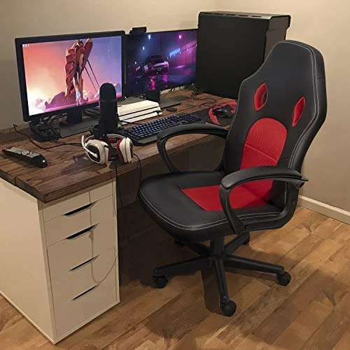 KaiMeng Office High Back Leather Computer Ergonomic Height Adjustable Racing Game Desk Executive Conference Task Chair, 19.5" X 20.1" X 44.2", Red 5 KaiMeng Office High Back Leather Computer Ergonomic Height Adjustable Racing Game Desk Executive Conference Task Chair, 19.5" X 20.1" X 44.2", Red - Image 5