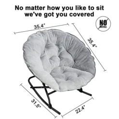 OAKHAM Comfy Saucer Chair, Folding Faux Fur Lounge Chair For Bedroom And Living Room, Flexible Seating For Kids Teens Adults, X-Large, Grey -Amazon Basics Furniture Shop 51ve0K4BqFL