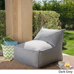 Great Deal Furniture Tulum Outdoor Dark Grey Water Resistant Fabric Bean Bag Lounger