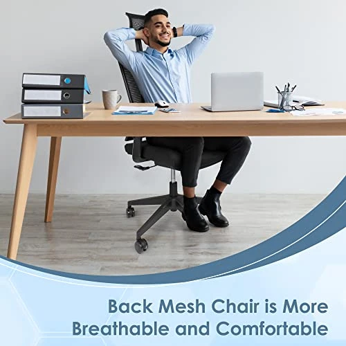 High Back Office Chair - Rolling Ergonomic Desk Chair With Wheels & Headrest, Adjustable Breathable Mesh Backrest - Provides Back & Lumbar Support - Suitable For Work, Study, Gaming 4 High Back Office Chair - Rolling Ergonomic Desk Chair With Wheels & Headrest, Adjustable Breathable Mesh Backrest - Provides Back & Lumbar Support - Suitable For Work, Study, Gaming - Image 4