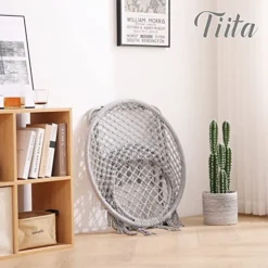 Tiita Saucer Chair, Round Cozy Chairs With Folding Metal Frame, Handmade Knitted Mesh, Comfy Moon Chair For Bedroom, Living Room Dorm Rooms, Garden And Courtyard 11 Tiita Saucer Chair, Round Cozy Chairs With Folding Metal Frame, Handmade Knitted Mesh, Comfy Moon Chair For Bedroom, Living Room Dorm Rooms, Garden And Courtyard -Amazon Basics Furniture Shop 51wSE3wkRTL