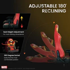 NEO CHAIR Marvel Avengers Gaming Chair Desk Office Computer Racing Chairs - Adults Gamer Ergonomic Game Reclining High Back Support Racer Leather (Iron Man, Red (M)) -Amazon Basics Furniture Shop 51wZrMfmKHL