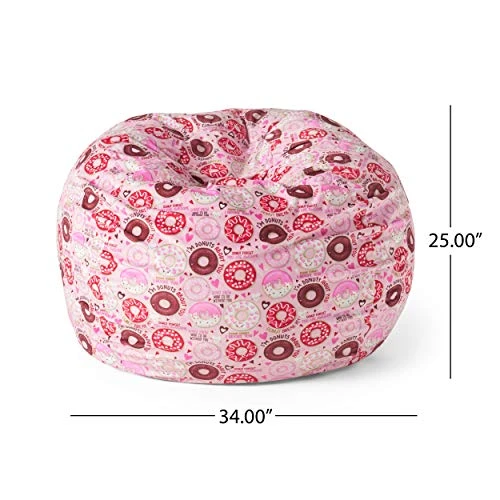 Christopher Knight Home Jerome Modern 3 Foot Fabric Bean Bag, Donut Print And Pink 3 Christopher Knight Home Jerome Modern 3 Foot Fabric Bean Bag, Donut Print And Pink - Image 3