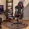 Goplus Gaming Chair, Massage Office Chair Computer Gaming Racing Chair, High Back PU Leather Adjustable Arms Headrest Ergonomic Reclining Game Chair, Rolling Swivel Executive Chair