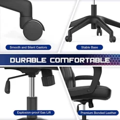 Ergonomic Gaming Office Chair - PU Leather Executive Swivel Computer Desk Chair With Flip-up Armrests And Lumbar Support For Working, Studying, Gaming -Amazon Basics Furniture Shop 51xPHkWy2vL