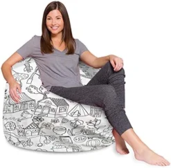 Posh Beanbags Bean Bag Chair, Large-38in, Canvas Multi-Colored Hearts On Purple -Amazon Basics Furniture Shop 51xU1cQT9yL. AC