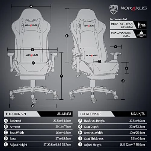 Nokaxus Gaming Chair Large Size High-back Ergonomic Racing Seat With Massager Lumbar Support And Retractible Footrest PU Leather 90-180 Degree Adjustment Of Backrest Thickening Sponges (YK-6008-BLACK) 3 Nokaxus Gaming Chair Large Size High-back Ergonomic Racing Seat With Massager Lumbar Support And Retractible Footrest PU Leather 90-180 Degree Adjustment Of Backrest Thickening Sponges (YK-6008-BLACK) - Image 3
